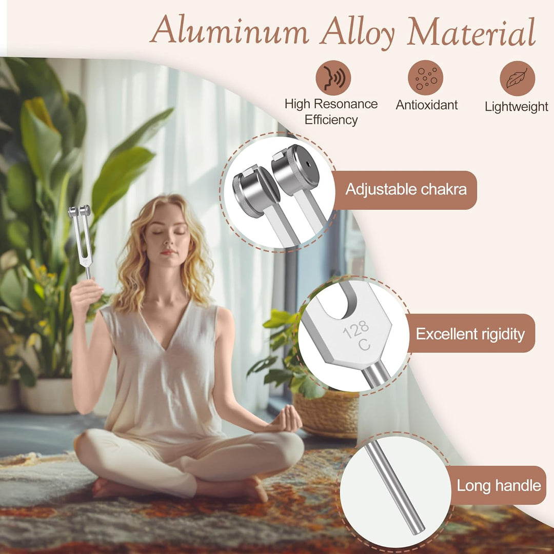 DiDiBirDi Tuning Fork Set,6 pcs (128Hz, 256Hz, 512Hz, 1024Hz, 2048Hz, 4096Hz) with Exquisite Aluminum Storage Case for Meditation, Yoga and relaxation exercises - Just Closeouts Canada Inc.