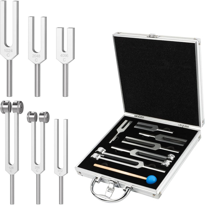 DiDiBirDi Tuning Fork Set,6 pcs (128Hz, 256Hz, 512Hz, 1024Hz, 2048Hz, 4096Hz) with Exquisite Aluminum Storage Case for Meditation, Yoga and relaxation exercises - Just Closeouts Canada Inc.