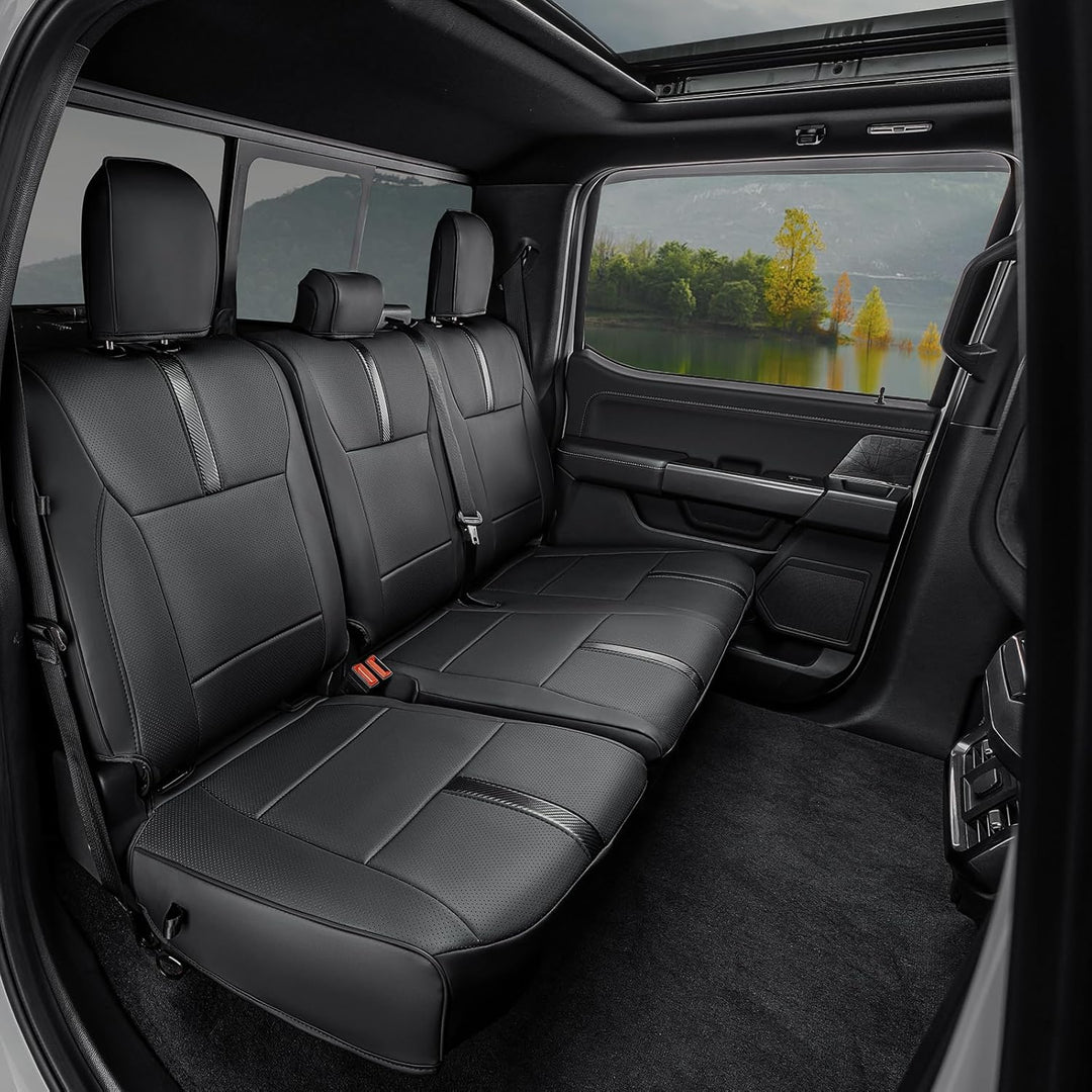 DiffCar for Ford F150 Seat Covers 2021 2022 2023 2024 2025,Full Set Leather Waterproof Black Trucks Pickup Seat Covers Custom Fit for Ford F150 Accessories,Car Seat Cover for SuperCrew/CrewCab(XL,XLT) - Just Closeouts Canada Inc.