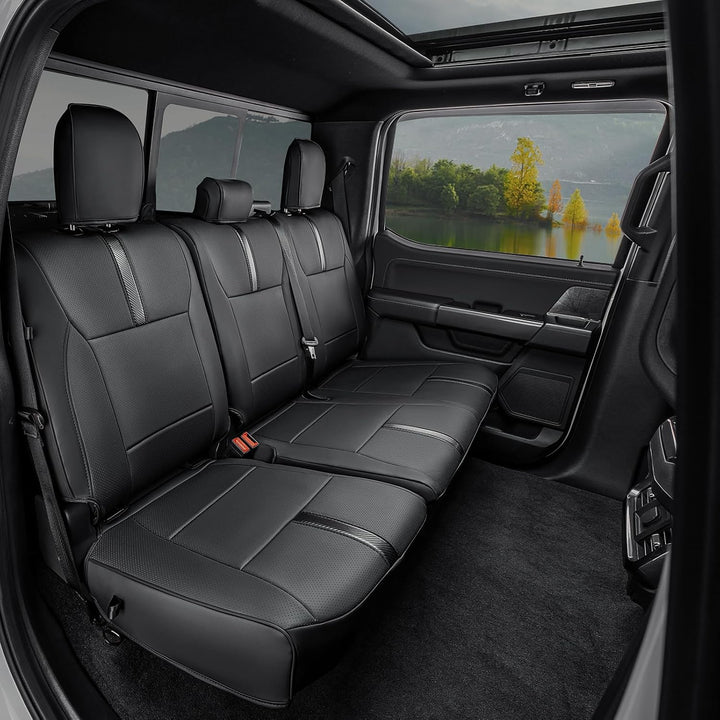 DiffCar for Ford F150 Seat Covers 2021 2022 2023 2024 2025,Full Set Leather Waterproof Black Trucks Pickup Seat Covers Custom Fit for Ford F150 Accessories,Car Seat Cover for SuperCrew/CrewCab(XL,XLT) - Just Closeouts Canada Inc.