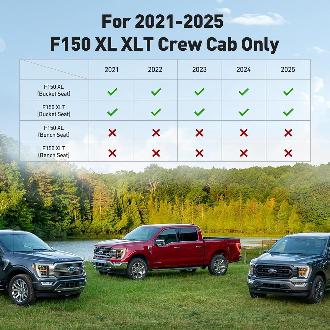 DiffCar for Ford F150 Seat Covers 2021 2022 2023 2024 2025,Full Set Leather Waterproof Black Trucks Pickup Seat Covers Custom Fit for Ford F150 Accessories,Car Seat Cover for SuperCrew/CrewCab(XL,XLT) - Just Closeouts Canada Inc.