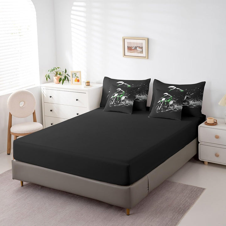 Dirt Bike 7 Pieces Beeding Set Full Size Racing Themed Bed Set Ultra Soft Racing Motocross Rider Bed in a Bag with Comforter, Sheets, Pillowcases for Kids Boys Girls Room Decor Motorcycle - Just Closeouts Canada Inc.X004XE8I0T