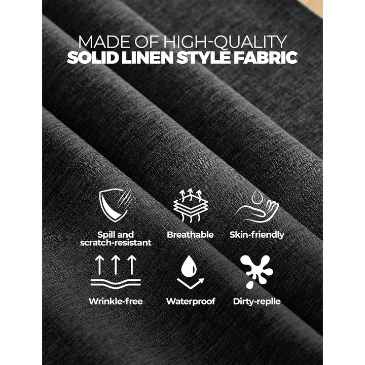 Dirty-Repel Linen Party Rectangle Tablecloth, Wipeable Anti-Scratches Table Cloth Waterproof Table Cover for 6 Foot Table, Dining Coffee Table (Oblong, 60 x 84 inch (Rectangular), Black) - Just Closeouts Canada Inc.X003RL1X8X