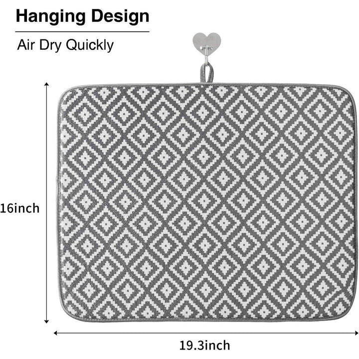 Dish Drying Mat for Kitchen 2 Pack, Ultra Absorbent Microfiber Dishes Drainer Mats, 19.2 by 15.8 Inch(Rhombus) - Just Closeouts Canada Inc.