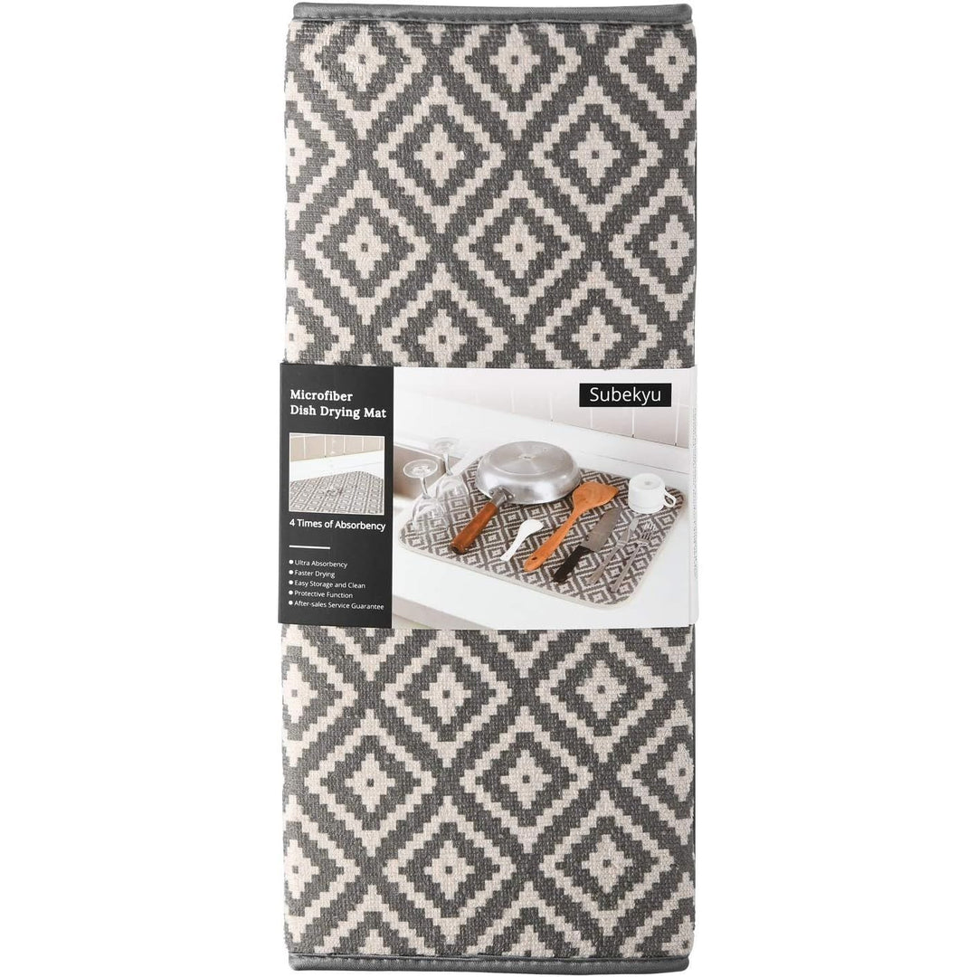 Dish Drying Mat for Kitchen 2 Pack, Ultra Absorbent Microfiber Dishes Drainer Mats, 19.2 by 15.8 Inch(Rhombus) - Just Closeouts Canada Inc.