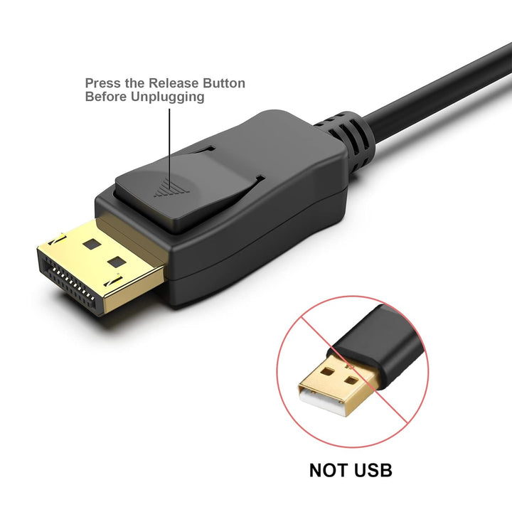 DisplayPort to DisplayPort 3 Feet Cable [8K@60Hz, 4K@144Hz 120Hz, 2K@240Hz], DP to DP Male to Male Cable Gold - Plated Cord Compatible for Lenovo, Dell, HP, ASUS and More - Just Closeouts Canada Inc.