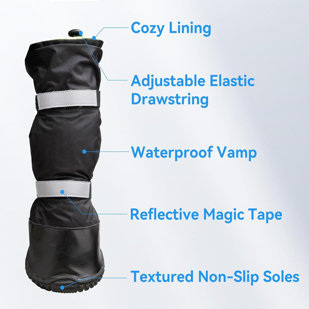 Dog Boots for Long Legged Dogs, Size 5, 4 Pcs Winter Dog Booties, Waterproof Rain Boots, Warm Doggy Shoes for Legs Paws Protection, Anti - Slip, Adjustable, Black - Just Closeouts Canada Inc.X002KZWU61