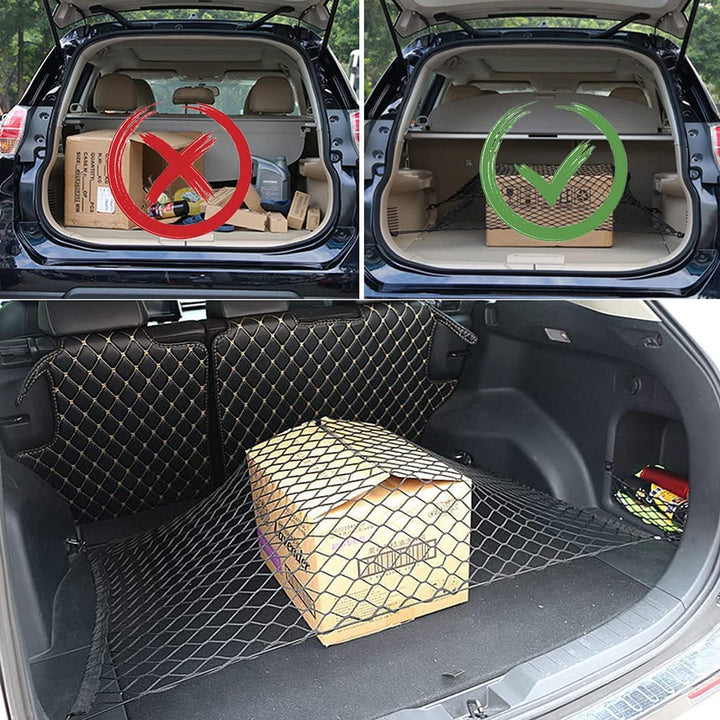 Dog Car Barrier, Dual Layer Car Pet Safety Net, 47x35”Auto Mesh, Adjustable Elastic Rear Area Cargo Net, Vehicle Separation Fence Gate, Stretchable Truck Bed Net, Cat Restraint Sedans Backseat Divider - Just Closeouts Canada Inc.