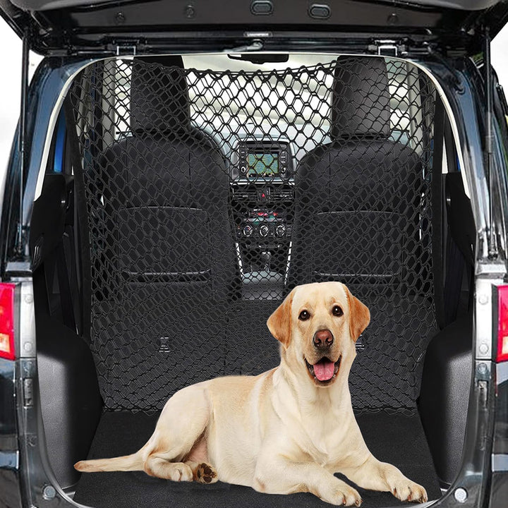 Dog Car Barrier, Dual Layer Car Pet Safety Net, 47x35”Auto Mesh, Adjustable Elastic Rear Area Cargo Net, Vehicle Separation Fence Gate, Stretchable Truck Bed Net, Cat Restraint Sedans Backseat Divider - Just Closeouts Canada Inc.