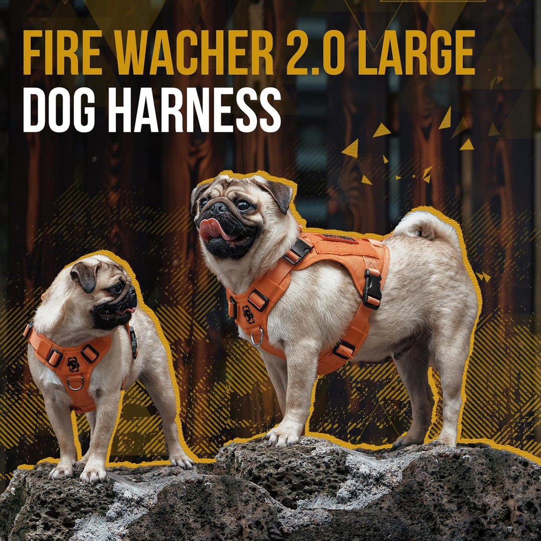 Dog Harness Fire Watt Tactical Dog Vest MOLLE Dog Training Service Dog Harness 1000D Nylon (Orange, XS) - Just Closeouts Canada Inc.