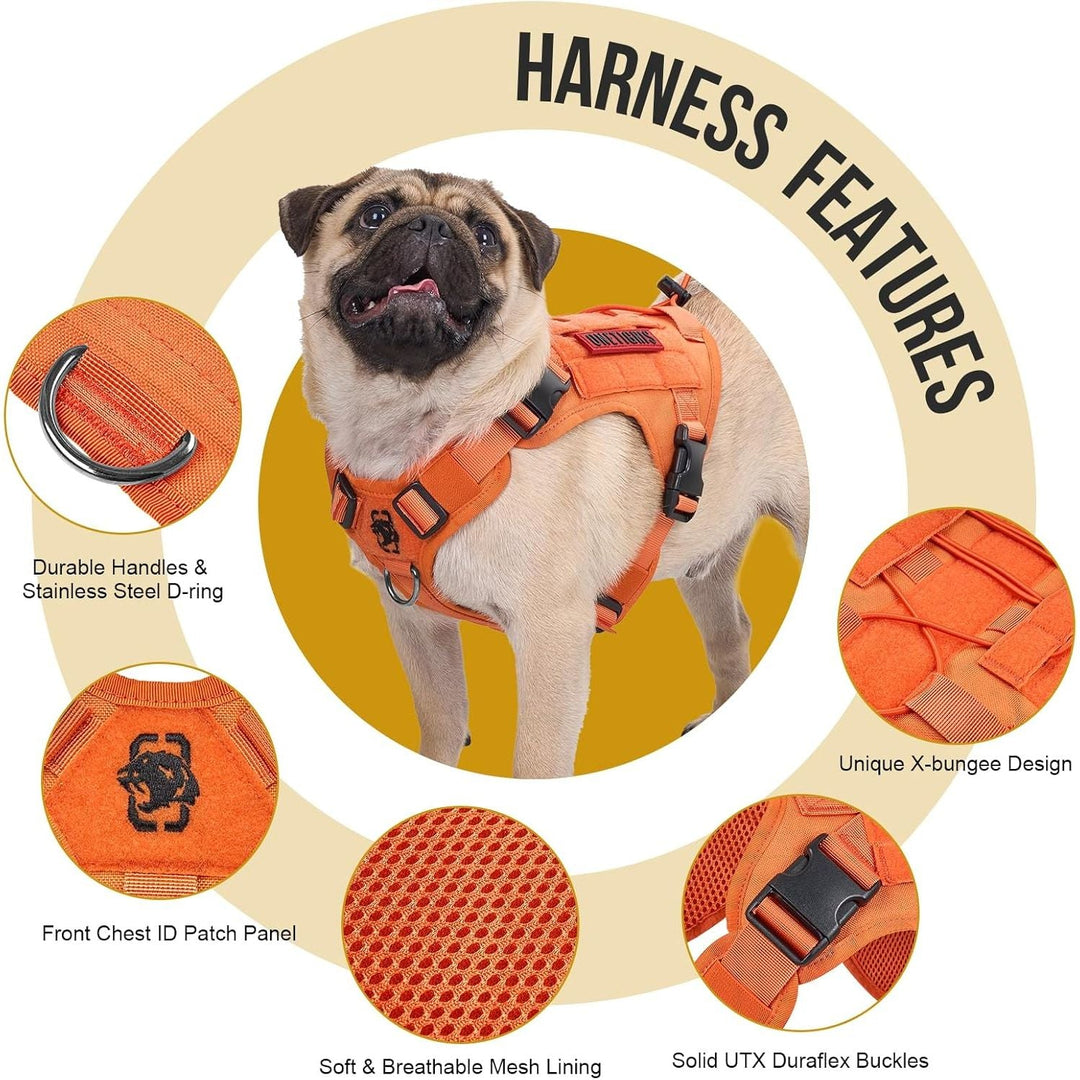 Dog Harness Fire Watt Tactical Dog Vest MOLLE Dog Training Service Dog Harness 1000D Nylon (Orange, XS) - Just Closeouts Canada Inc.