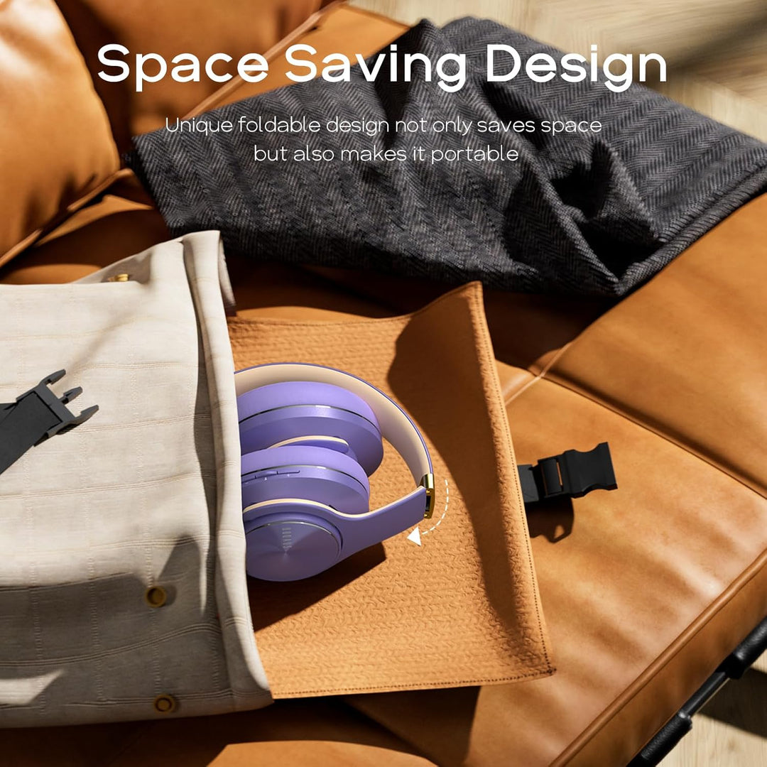 DOQAUS Wireless Headphones, [90 Hrs Playtime] Headphone Bluetooth Wireless with 3 EQ Modes, Hi - Fi Stereo Bluetooth Headset with Microphone and Comfortable Earpads for iPhone/PC/Travel/Office (Purple) - Just Closeouts Canada Inc.