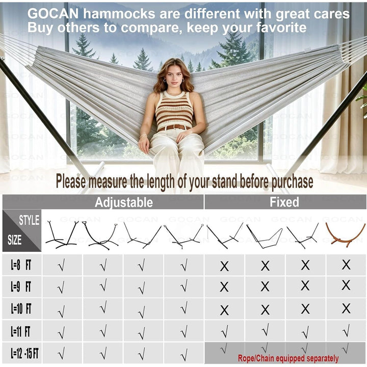 Double 2 Person XXL Hammock, 220 x 150cm, Grey - Just Closeouts Canada Inc.
