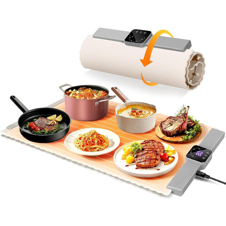 DoubleCare Silicone Heating Mat for Food, Electric Heating Tray Roll up with 5 Temperature Settings and 4 - Hour Timer - Just Closeouts Canada Inc.