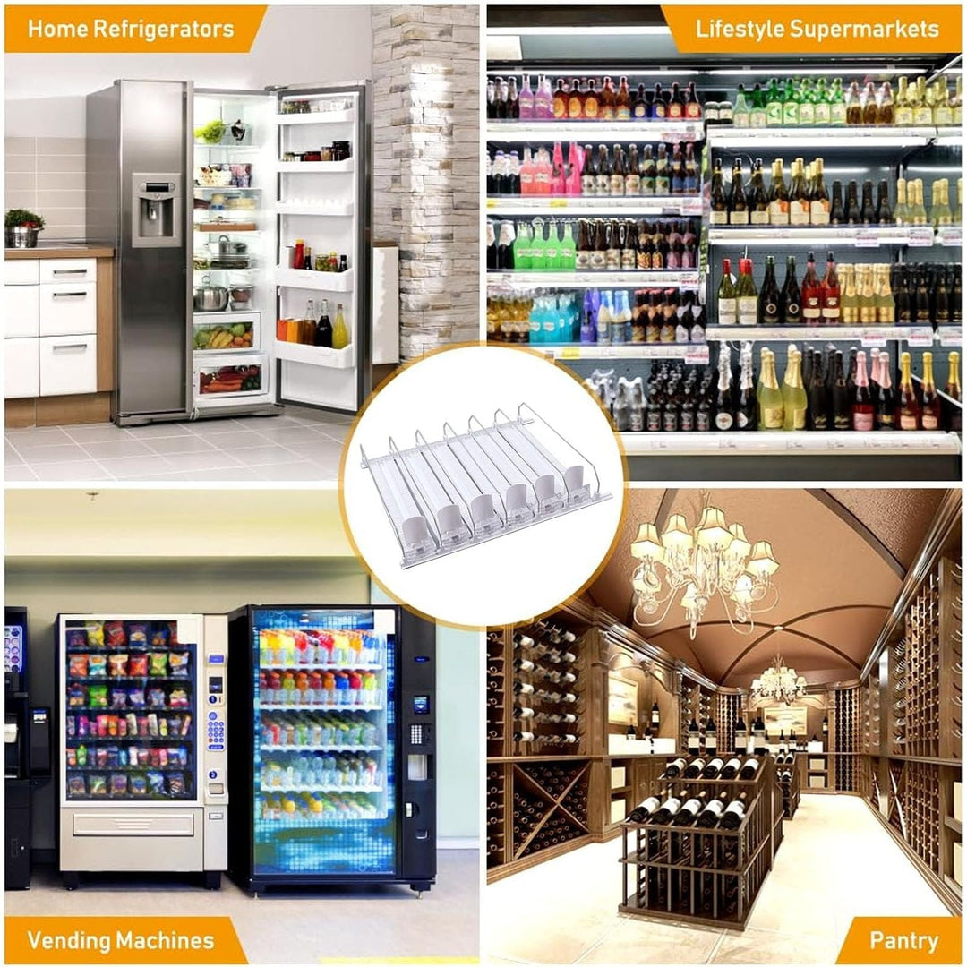 Drink Organizer for Fridge, 6 Rows Adjustable Width Automatic Pusher Glide, Self Pushing Soda Can Organizer for Refrigerator, Large Capacity, Automatic Drink Dispenser for Fridge - Just Closeouts Canada Inc.X004BKA9AH