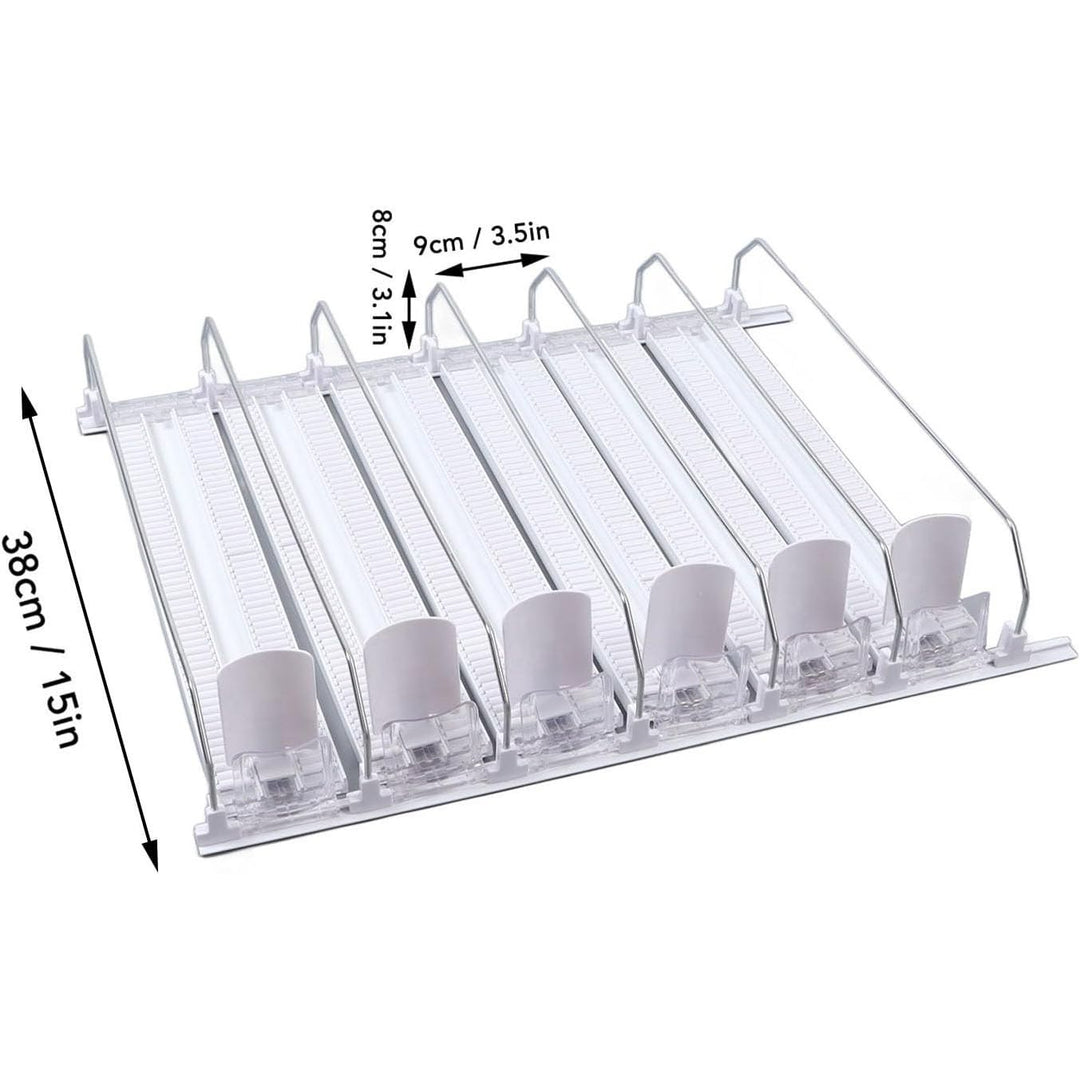 Drink Organizer for Fridge, 6 Rows Adjustable Width Automatic Pusher Glide, Self Pushing Soda Can Organizer for Refrigerator, Large Capacity, Automatic Drink Dispenser for Fridge - Just Closeouts Canada Inc.X004BKA9AH