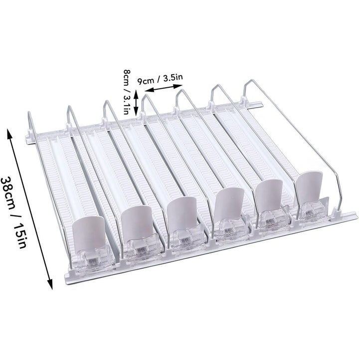 Drink Organizer for Fridge, 6 Rows Adjustable Width Automatic Pusher Glide, Self Pushing Soda Can Organizer for Refrigerator, Large Capacity, Automatic Drink Dispenser for Fridge - Just Closeouts Canada Inc.X004BKA9AH