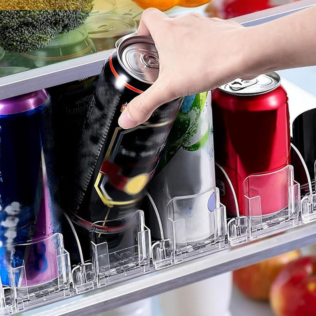 Drink Organizer for Fridge, 6 Rows Adjustable Width Automatic Pusher Glide, Self Pushing Soda Can Organizer for Refrigerator, Large Capacity, Automatic Drink Dispenser for Fridge - Just Closeouts Canada Inc.X004BKA9AH