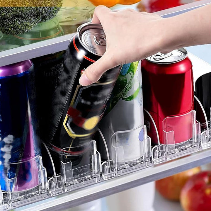 Drink Organizer for Fridge, 6 Rows Adjustable Width Automatic Pusher Glide, Self Pushing Soda Can Organizer for Refrigerator, Large Capacity, Automatic Drink Dispenser for Fridge - Just Closeouts Canada Inc.X004BKA9AH