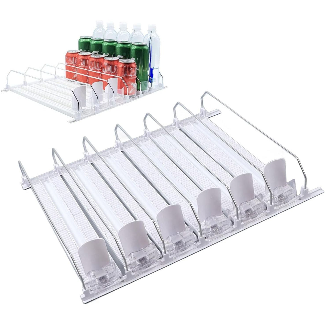 Drink Organizer for Fridge, 6 Rows Adjustable Width Automatic Pusher Glide, Self Pushing Soda Can Organizer for Refrigerator, Large Capacity, Automatic Drink Dispenser for Fridge - Just Closeouts Canada Inc.X004BKA9AH