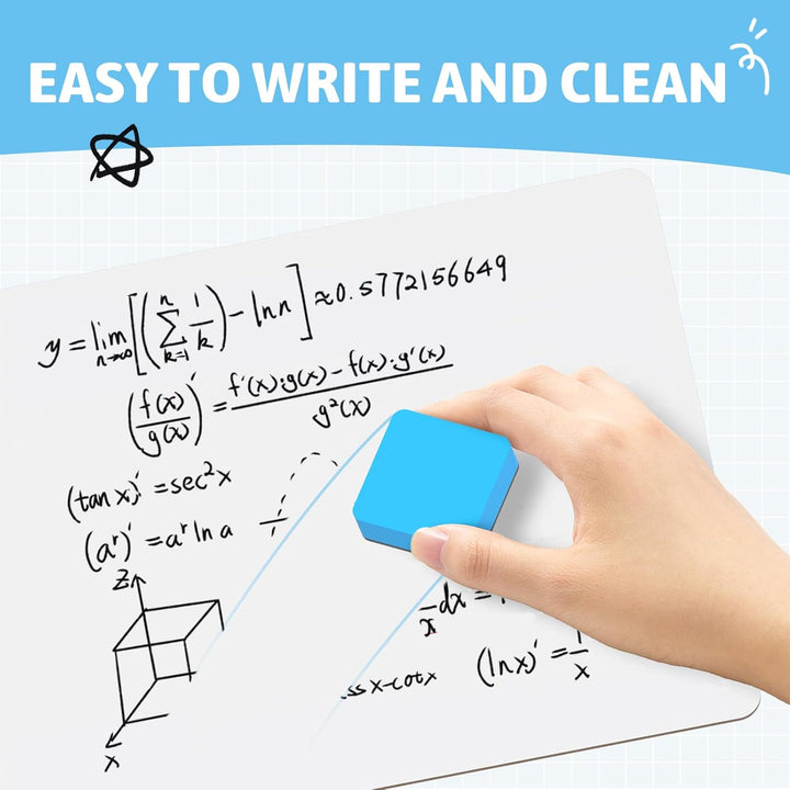 Dry Erase White Boards, 6 Pack Double - Sided Portable Small Whiteboard Set for Teachers, Office, Work, Lapboard Including 6 Markers, 6 Eraser (9x12'') - Just Closeouts Canada Inc.