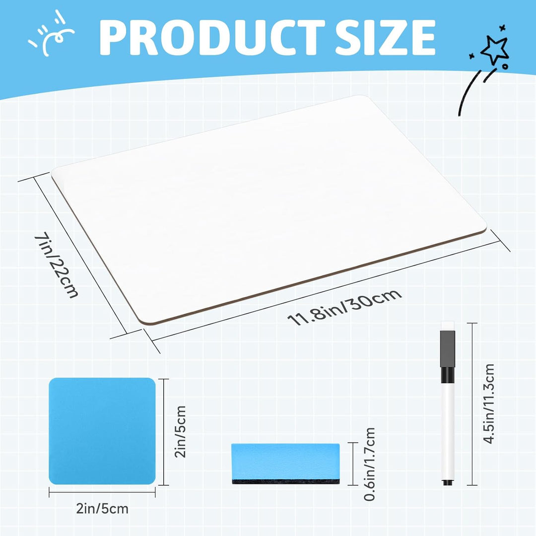 Dry Erase White Boards, 6 Pack Double - Sided Portable Small Whiteboard Set for Teachers, Office, Work, Lapboard Including 6 Markers, 6 Eraser (9x12'') - Just Closeouts Canada Inc.