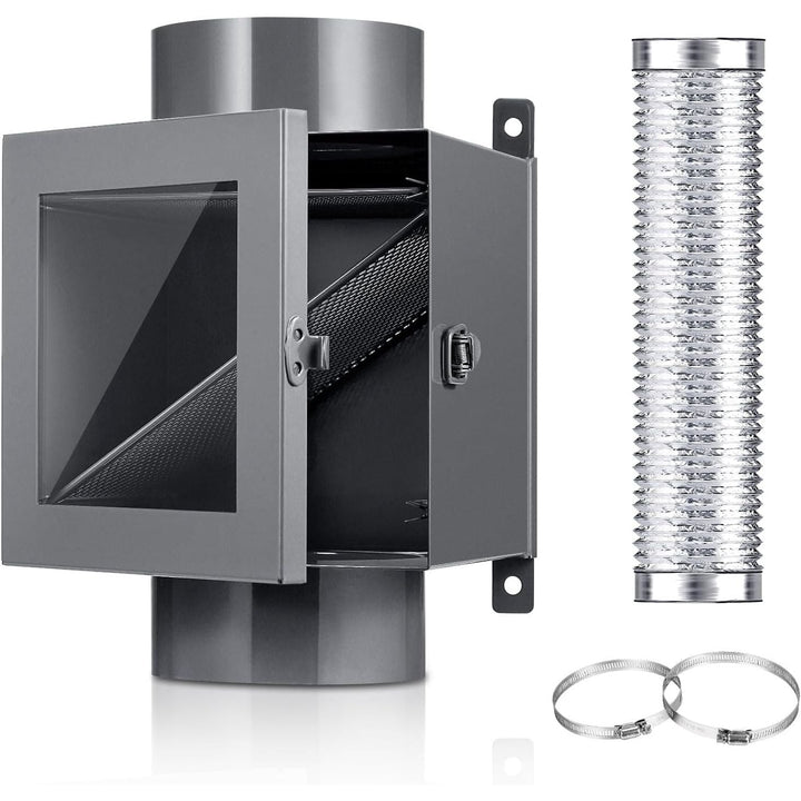 Dryer Duct Lint Trap, Indoor Dryer Vent Kit Dryer Lint Catcher with 8FT 4" Dryer Vent Hose, 2 Hose Clamps, 2 Stainless Steel Mesh for Electric Dryers - Just Closeouts Canada Inc.
