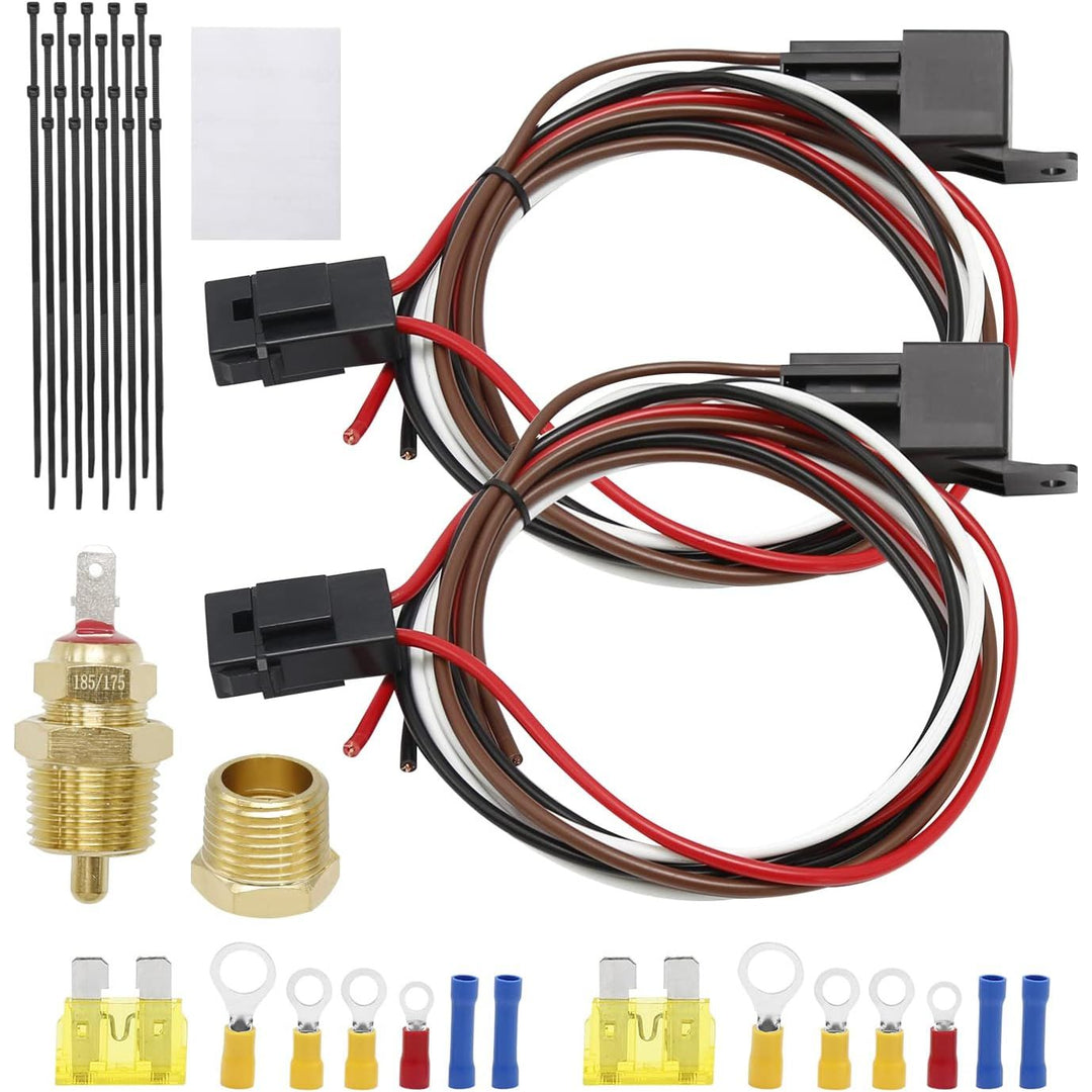 Dual Electric Cooling Fan Relay Harness Kit, 40 A, 185° On / 175° Off - Just Closeouts Canada Inc.