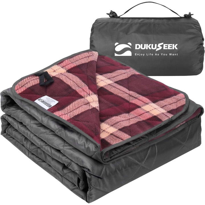 DUKUSEEK Hooded Outdoor Blanket, 79" x 59", Black & Red Plaid - Just Closeouts Canada Inc.