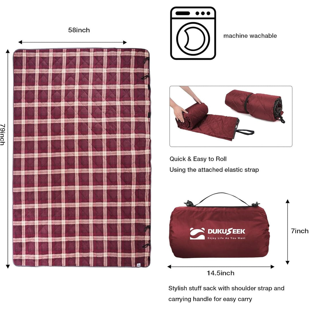 DUKUSEEK Large Waterproof Camping Blanket, Red & Red Plaid - Just Closeouts Canada Inc.