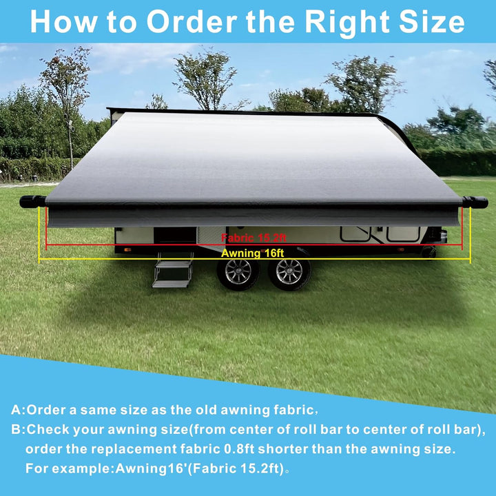 Dulepax RV Awning Fabric Replacement - 12.2ft Heavy Duty 16 oz Vinyl - Universal for All Brands - Senior Fade Grey - Just Closeouts Canada Inc.