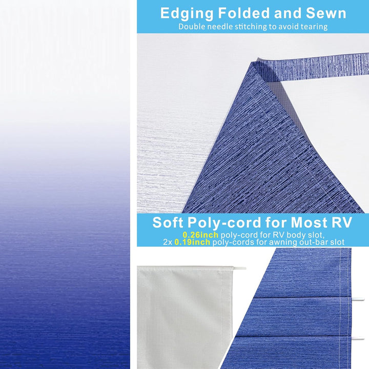 Dulepax RV Awning Fabric Replacement (17.2ft) - Heavy Duty 16oz Vinyl Universal for All Brands - Senior Fade Blue - Just Closeouts Canada Inc.