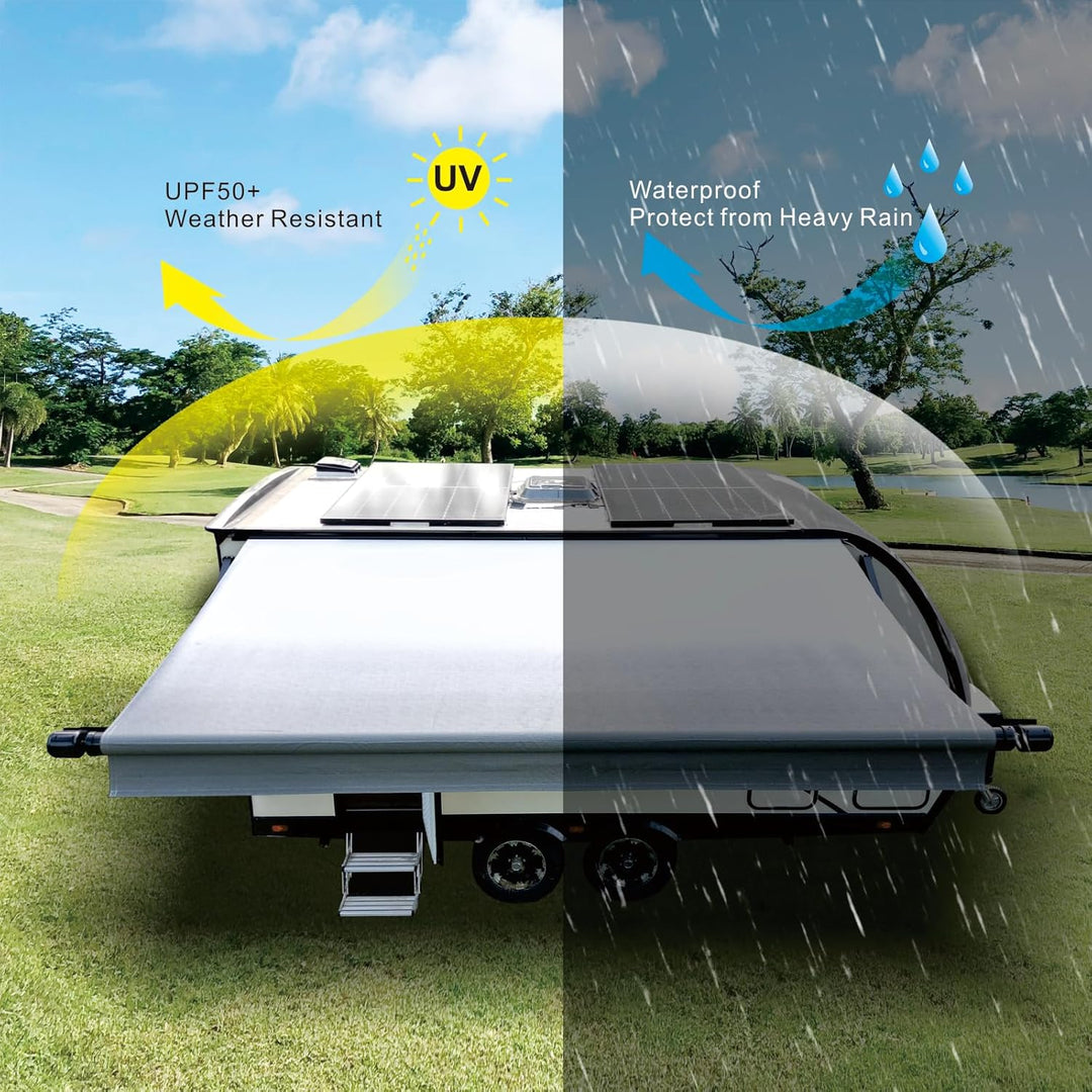 Dulepax RV Awning Fabric Replacement (18.2ft) - Heavy Duty 16 oz Vinyl Universal for All Awning Brands - Senior Fade Grey - Just Closeouts Canada Inc.