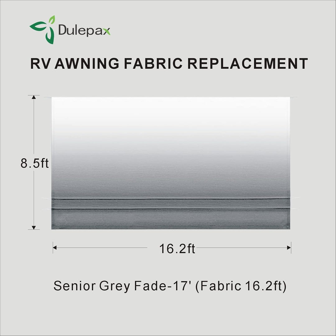 Dulepax RV Awning Fabric Replacement(16.2ft Fabric) Heavy Duty 16 oz Vinyl Fabric - Camper Awning Replacement Universal Replacement RV Awnings for All Awning Brands - Senior Fade Grey - Just Closeouts Canada Inc.