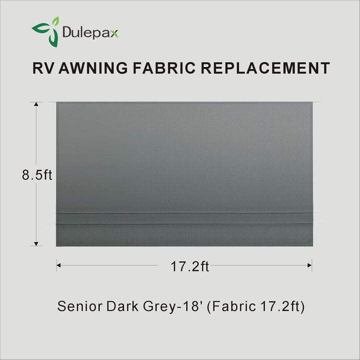 Dulepax RV Awning Fabric Replacement(17.2ft Fabric) Heavy Duty 16 oz Vinyl Fabric Awning for Camper, Universal Camper Awning Replacement for All Trailer Awning Brands Grey - Just Closeouts Canada Inc.