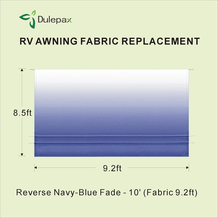 Dulepax RV Awning Fabric Replacement(9.2ft Fabric) Heavy Duty 16oz Vinyl Fabric - Camper Awning Replacement Universal Replacement RV Awnings for All Awning Brands - Senior Fade Blue - Just Closeouts Canada Inc.