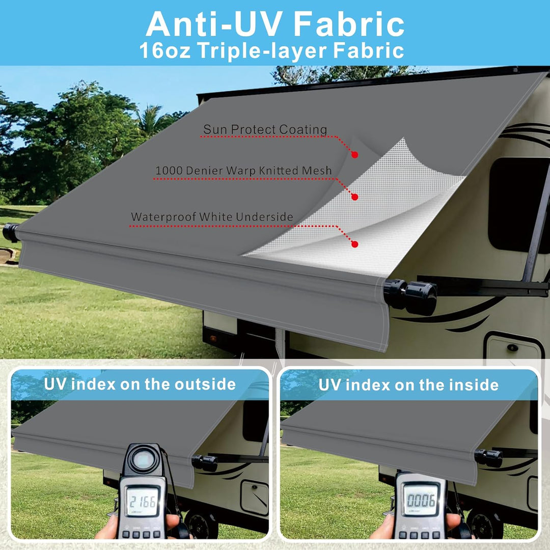 Dulepax RV Awning Replacement (11.2ft) - Heavy Duty 16 oz Vinyl Fabric for Camper, Universal Replacement for All Trailer Awning Brands - Grey - Just Closeouts Canada Inc.