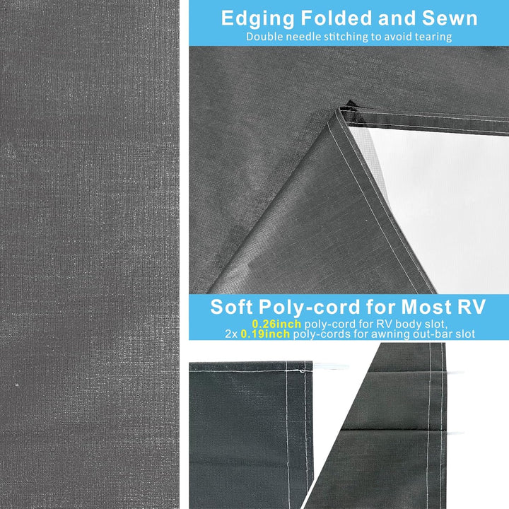 Dulepax RV Awning Replacement (11.2ft) - Heavy Duty 16 oz Vinyl Fabric for Camper, Universal Replacement for All Trailer Awning Brands - Grey - Just Closeouts Canada Inc.