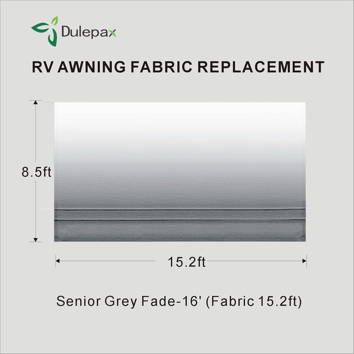 Dulepax RV Awning Replacement - 15.2ft Heavy Duty 16 oz Vinyl Fabric - Universal for All Brands - Senior Fade Grey - Just Closeouts Canada Inc.