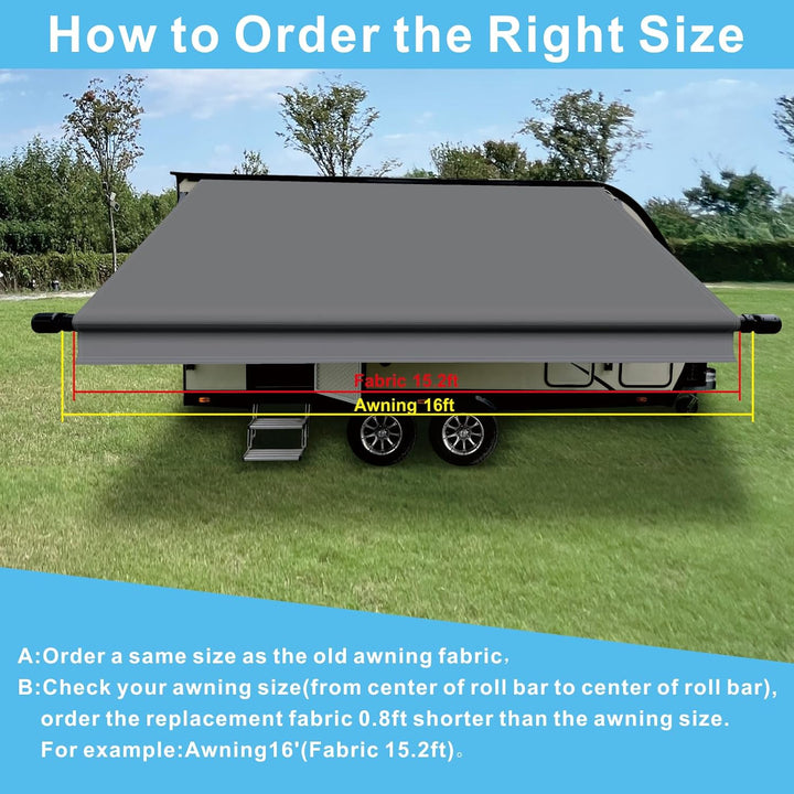 Dulepax RV Awning Replacement - Heavy Duty 16 oz Vinyl Awning for Camper, Universal Replacement for All Trailer Awning Brands - Grey (12.2ft) - Just Closeouts Canada Inc.
