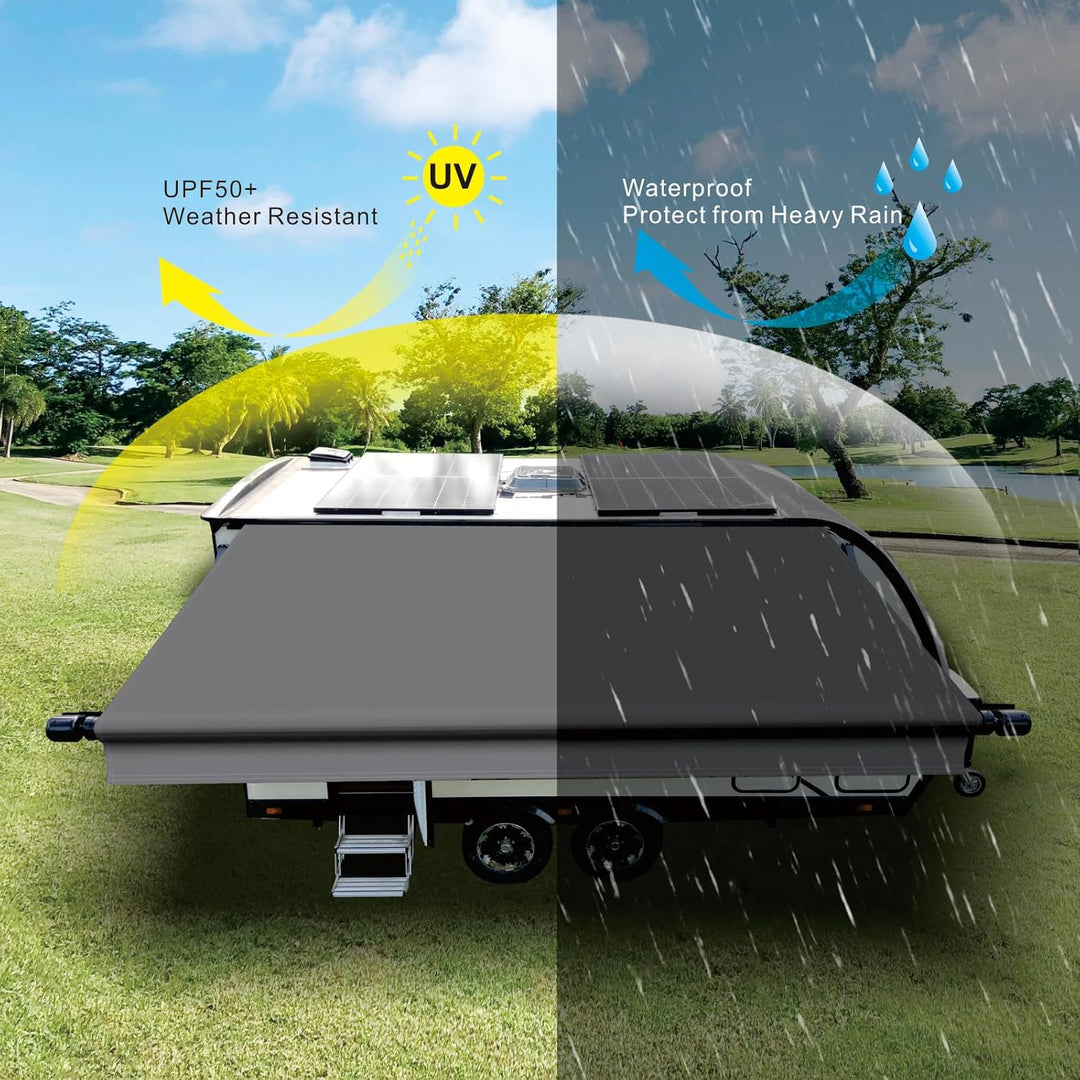 Dulepax RV Awning Replacement - Heavy Duty 16 oz Vinyl Awning for Camper, Universal Replacement for All Trailer Awning Brands - Grey (12.2ft) - Just Closeouts Canada Inc.