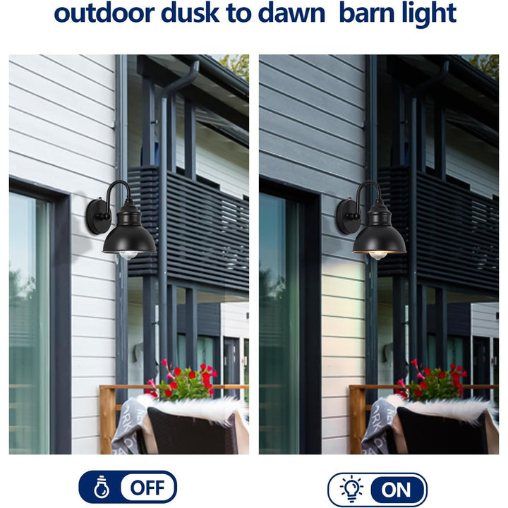 Dusk to Dawn Outdoor Barn Gooseneck Lights, Classic Small Exterior Farmhouse Barn Lights, Waterproof and Rust Resistant Exterior Light Fixtures, Porch Gooseneck Lights, Garage Outdoor Lighting. - Just Closeouts Canada Inc.