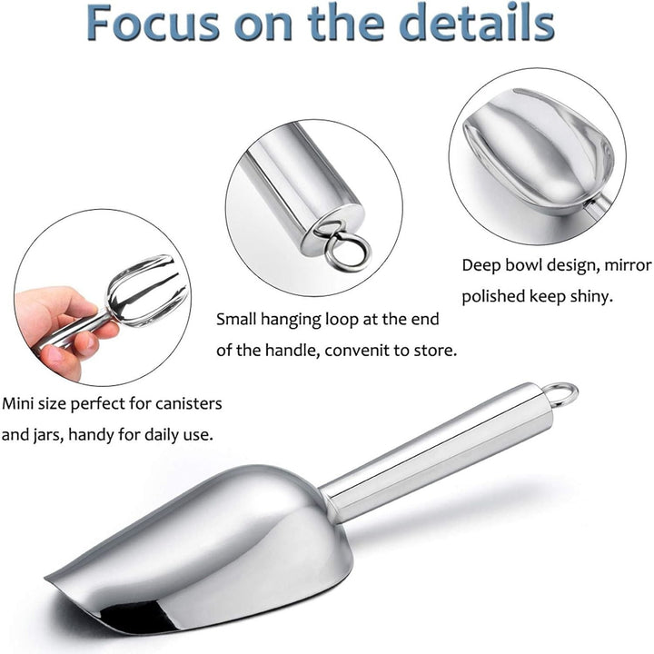 E - far Mini Scoop, 3 Ounce Stainless Steel Kitchen Utility Scoops, Ideal for Candy/Ice Cube/Flour/Sugar/Coffee Bean/Protein Powder, Food Grade & Anti Rust, Easy Clean & Dishwasher Safe (4 Pack) - Just Closeouts Canada Inc.