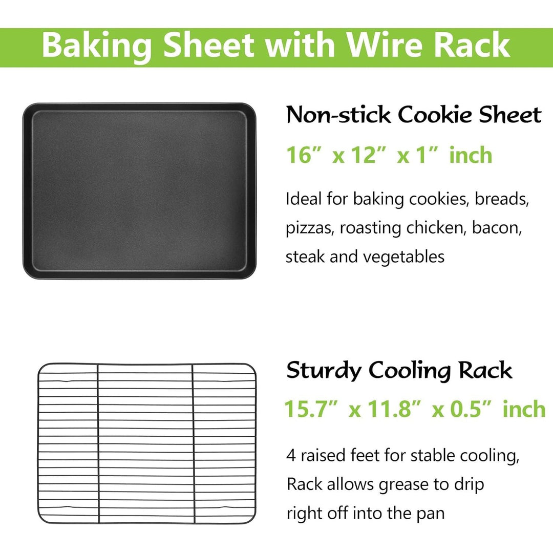 E - far Nonstick Baking Sheet with Rack Set, 16 x 12 x 1 Inch Cookie Sheet Baking Pan with Cooling Rack for Oven, Commercial Grade & Non - Toxic, Easy to Clean - Just Closeouts Canada Inc.