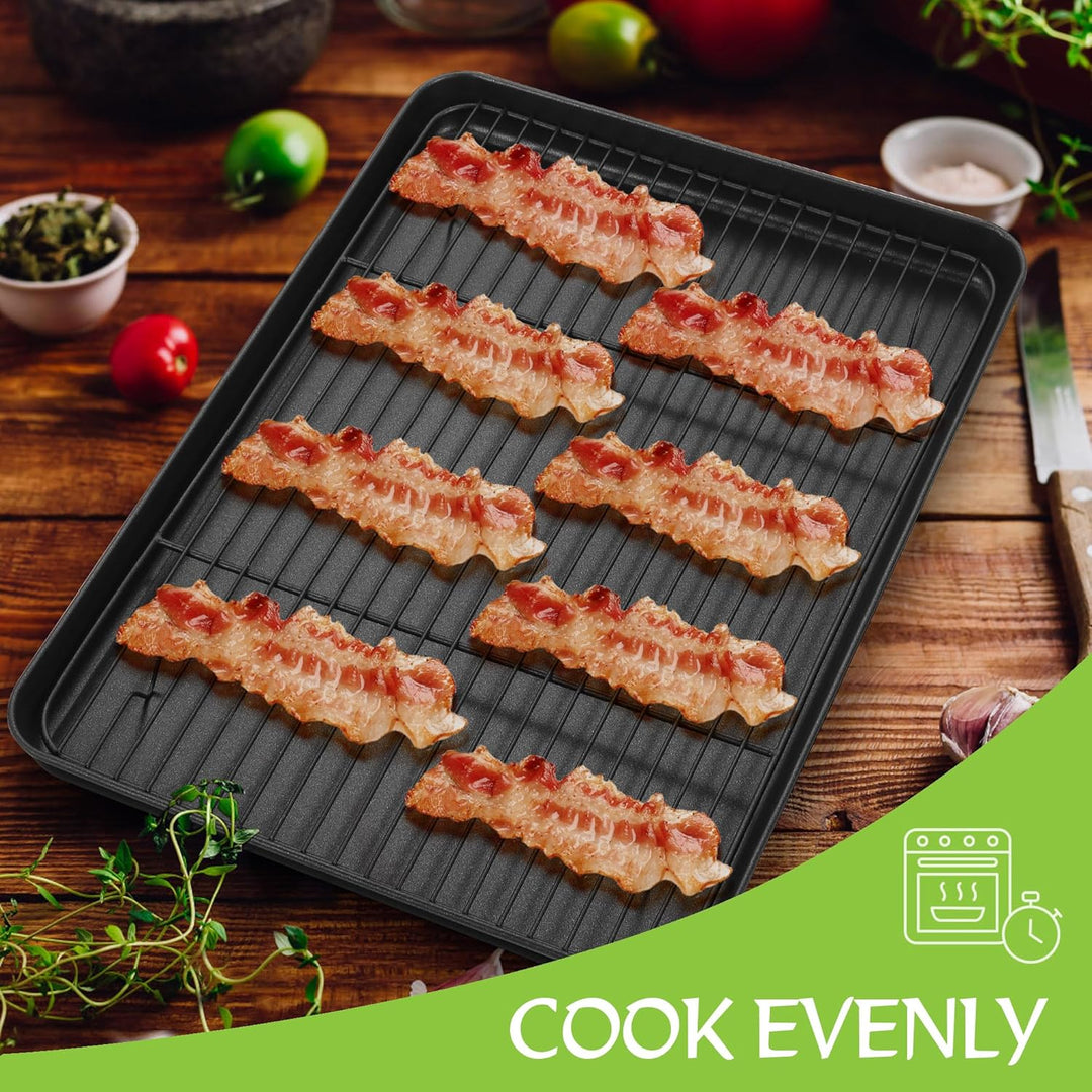 E - far Nonstick Baking Sheet with Rack Set, 16 x 12 x 1 Inch Cookie Sheet Baking Pan with Cooling Rack for Oven, Commercial Grade & Non - Toxic, Easy to Clean - Just Closeouts Canada Inc.