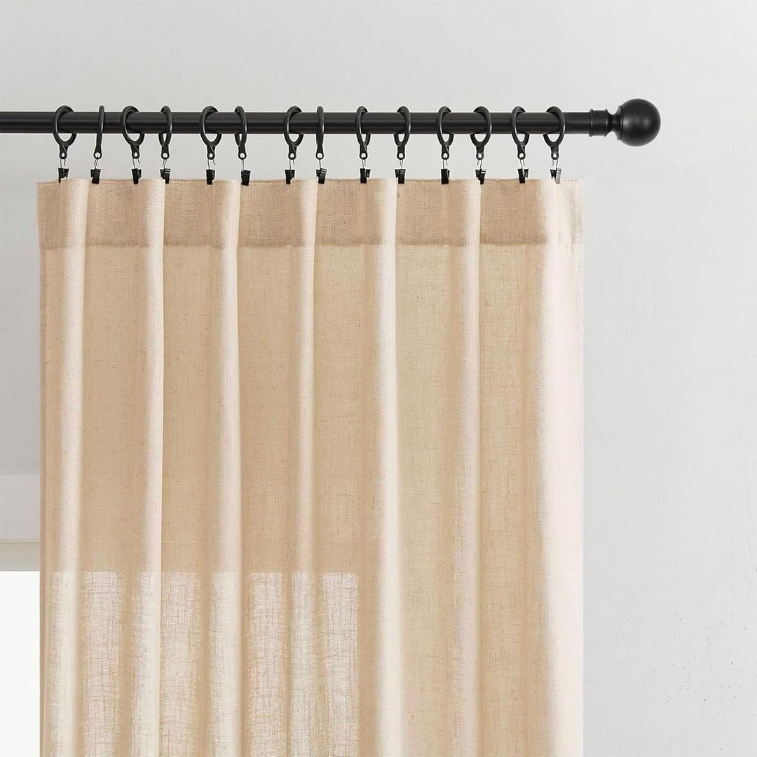 Ecru Semi-Sheer Pleated Curtains, 2 Panels, 52 x 108 in - Just Closeouts Canada Inc.X00447B929