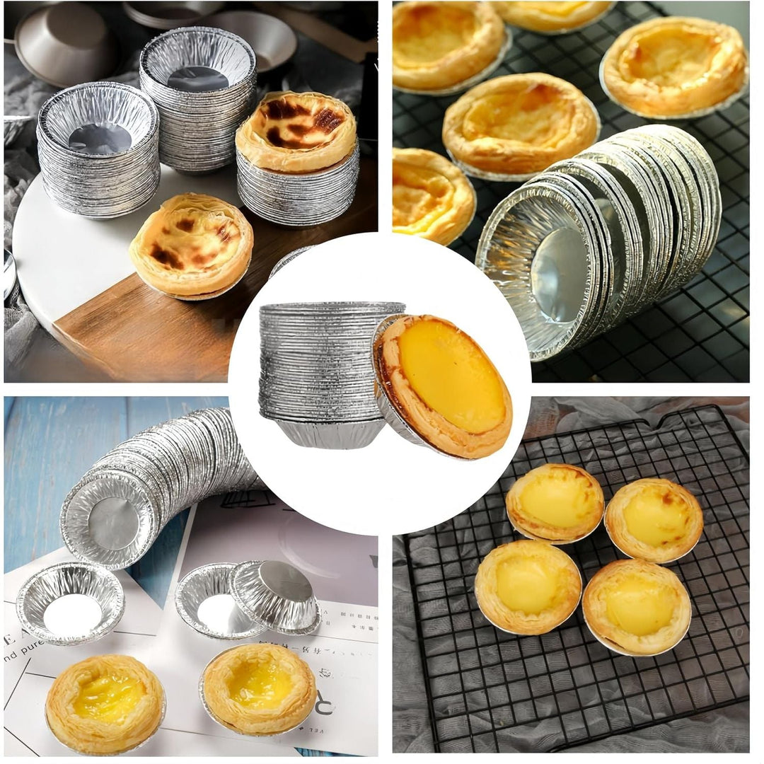 Egg Tart Mold, 100 Pack Aluminum Foil Tart/Pie Tins Pans, Kitchen Aluminum Foil Egg Tart Pie Tins, Pans for Baking, Cooking, Storage and Reheating - Just Closeouts Canada Inc.