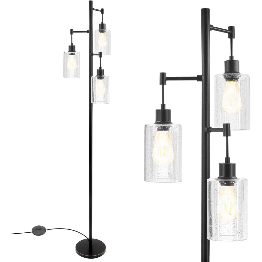 Eietonte 6 Pack Clear Seeded Glass Lamp Shades, 5.9in Height, 3.9in Diameter, 1.7in Fitter, Cylinder Bubble Glass Shade Covers, Seeded Glass Replacement for Pendant Light Chandelier Wall Sconce - Just Closeouts Canada Inc.