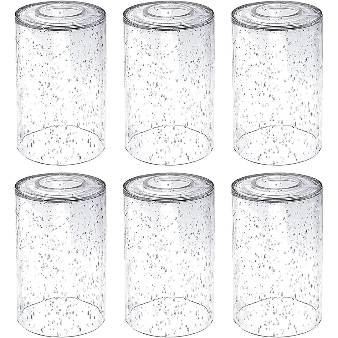Eietonte 6 Pack Clear Seeded Glass Lamp Shades, 5.9in Height, 3.9in Diameter, 1.7in Fitter, Cylinder Bubble Glass Shade Covers, Seeded Glass Replacement for Pendant Light Chandelier Wall Sconce - Just Closeouts Canada Inc.