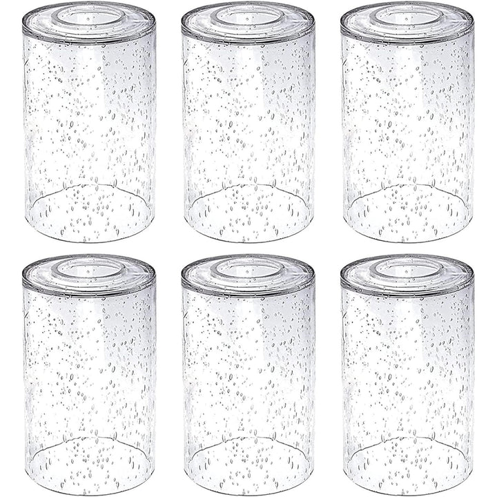 Eietonte 6 Pack Clear Seeded Glass Lamp Shades, 5.9in Height, 3.9in Diameter, 1.7in Fitter, Cylinder Bubble Glass Shade Covers, Seeded Glass Replacement for Pendant Light Chandelier Wall Sconce - Just Closeouts Canada Inc.